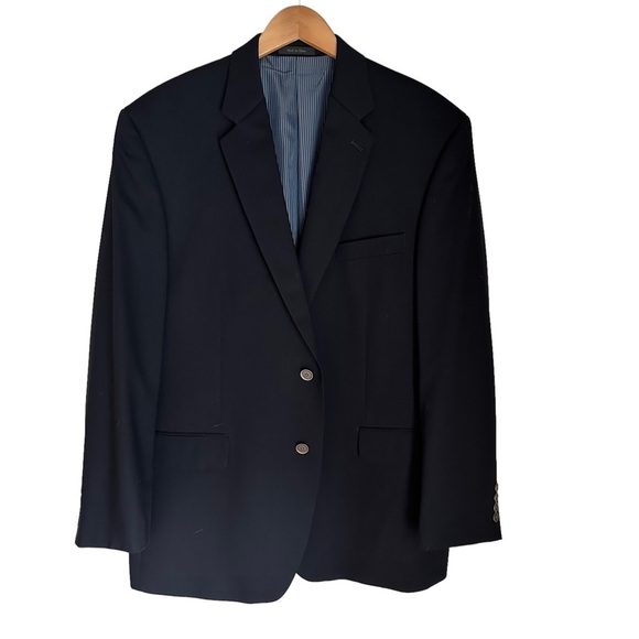 Calvin Klein Mens Black Wool‎ Two Button Sport Coat Blazer Size 46R - Picture 13 of 13